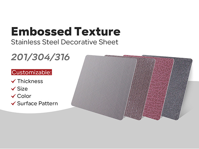 회사 동영상 에 대한 Embossed Stainless Steel Textures Sheet Customized 201 304 316 PVD Decoration Metal Plate